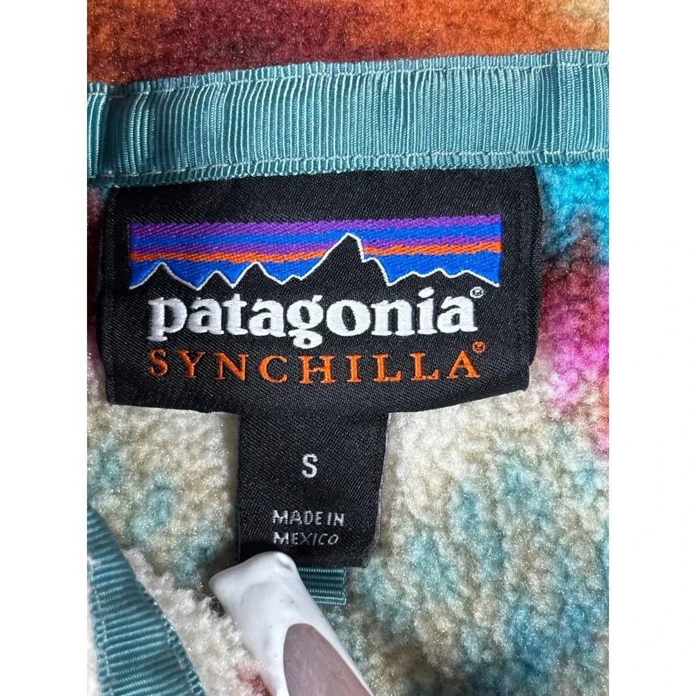 Patagonia Synchilla‎ Fleece Pullover Retro Aztec Pattern Snap T Size S